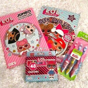 L.O.L. Surprise Set Activity Book, Coloring Book, Crayon & Toothbrushes NEW